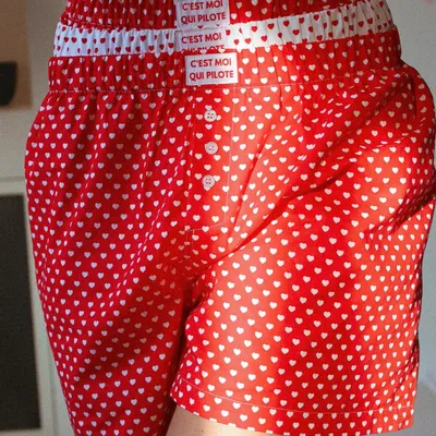 Prêt-à-porter - Caleçon Pilote Coeur Rouge chéri - C'EST MOI QUI PILOTE