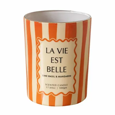 Bougies - Bougie orange "La vie est belle" mandarine basilic - CHEHOMA