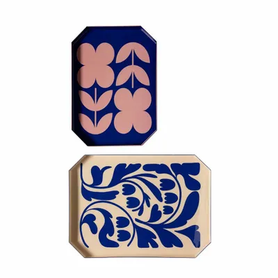 Trays - S/2 graphic flowers trays - CHEHOMA