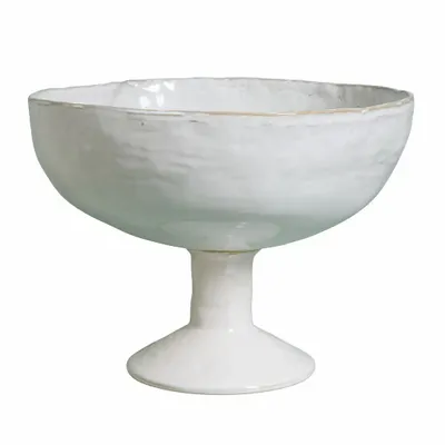 Plats et saladiers - Plat à fruits sur pied Blanc Minéral - CHEHOMA