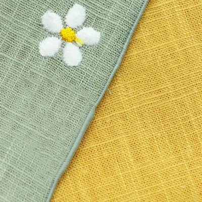 Linge de table textile - Serviette en lin brodée | PRATOLINE Vert Sauge - GIARDINO SEGRETO