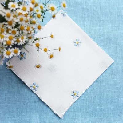 Table linen - Embroidered Linen Napkin | PRATOLINE Light Blue - GIARDINO SEGRETO