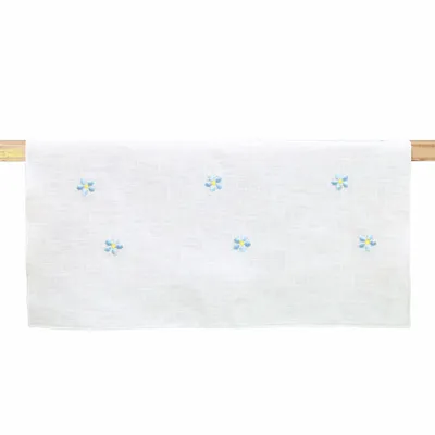 Table linen - Embroidered Linen Table Runner | PRATOLINE Light Blue - GIARDINO SEGRETO