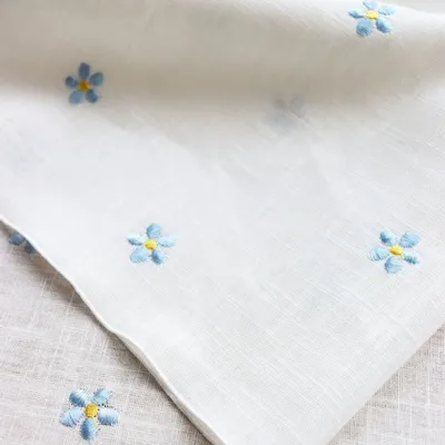 Table linen - Embroidered Linen Table Runner | PRATOLINE Light Blue - GIARDINO SEGRETO