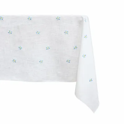 Linge de table textile - Nappe en lin brodée | PRATOLINE Bleu clair - GIARDINO SEGRETO