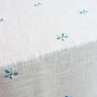 Linge de table textile - Nappe en lin brodée | PRATOLINE Bleu clair - GIARDINO SEGRETO