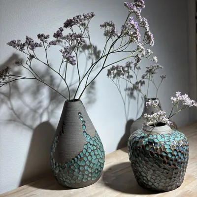 Objets de décoration - Lot de 3 soliflores en grès blanc émaillé - LES POTERIES DE SWANE