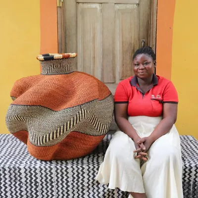 Pièces uniques - De-engo Art Basket by Martha "Power Angle" Anafo - THE BABA TREE BASKET COMPANY