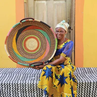 Plateaux - Woven Tray Wall Décor by Mmabillah Nsohbillah - THE BABA TREE BASKET COMPANY