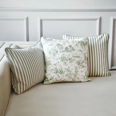 Coussins textile - Housse de coussin décorative Dandy Green à rayures –Collection textile - ROSEBERRY HOME