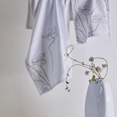 Peignoirs - All-Over Embroidery Towel Set Iris - ANNA MONTI