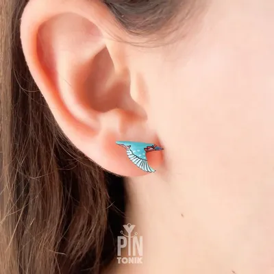 Bijoux - Boucles d’Oreilles Martin-Pêcheur en Vol – Bijou Inspiré de l’Oiseau - PINTONIK
