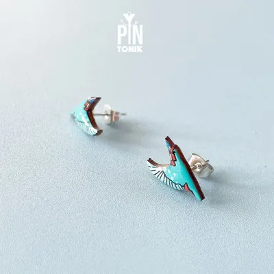 Bijoux - Boucles d’Oreilles Martin-Pêcheur en Vol – Bijou Inspiré de l’Oiseau - PINTONIK