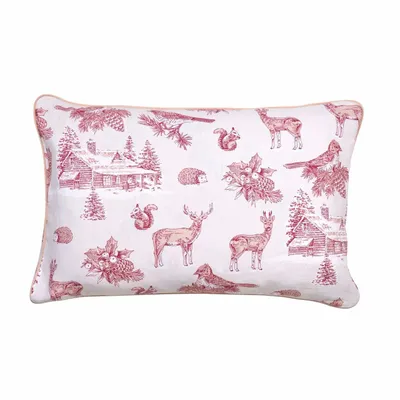 Fabric cushions - Toile de Jouy Red Forest Decorative Cushion Cover – French Style - ROSEBERRY HOME