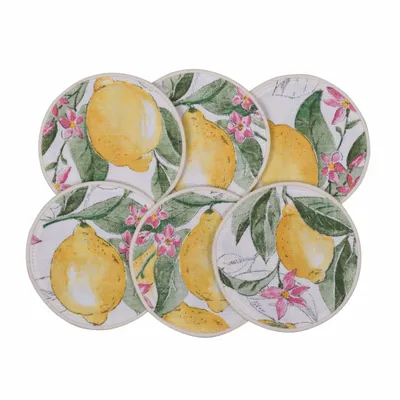 Sets de table - Mini sous-verres ronds Lemonade & Rayures – Style d’été - ROSEBERRY HOME