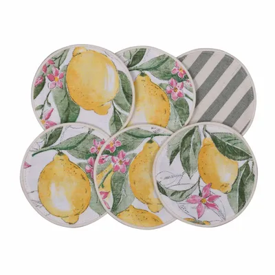Placemats - Lemonade & Stripes Mini Round Coasters – Summer Style - ROSEBERRY HOME