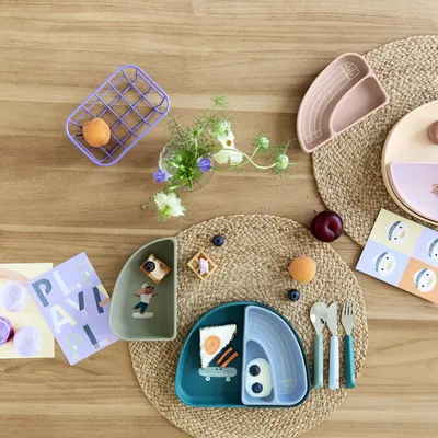Children's mealtime - LÄSSIG silicone section dish set Tiny Team - LASSIG GMBH