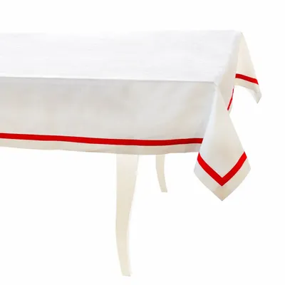 Linge de table textile - Nappe Rayures – Ruban rouge (Style bistrot français) - ROSEBERRY HOME