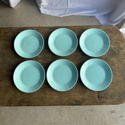 Everyday plates - Set of 6 small vintage turquoise blue dessert plates D18 - OFFICE OBJETS