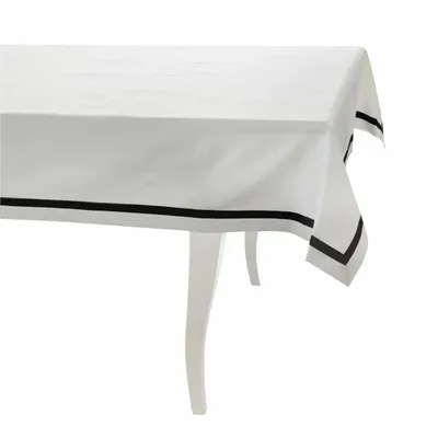 Linge de table textile - Nappe Rayures – Ruban noir (Style bistrot français) - ROSEBERRY HOME