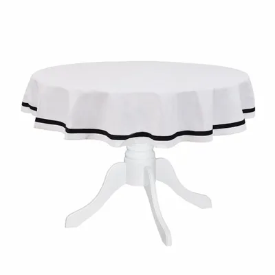 Nappes - Nappe ronde Rayures – Ruban noir (Style bistrot français) - ROSEBERRY HOME