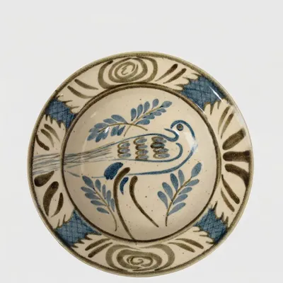 Everyday plates - Hand-Painted Lusitano Bird Stoneware Soup Plate - HOUSE OF CAPRICORN