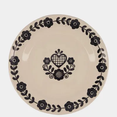 Everyday plates - Hand-Painted Viana Black Stoneware Dinner Plate - HOUSE OF CAPRICORN