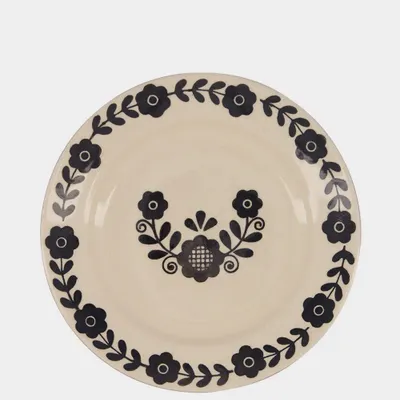 Assiettes au quotidien - Hand-Painted Viana Black Stoneware Dessert Plate - HOUSE OF CAPRICORN