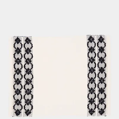 Table linen - Handmade Isabel Ivory and Black Cotton Linen Placemat - HOUSE OF CAPRICORN