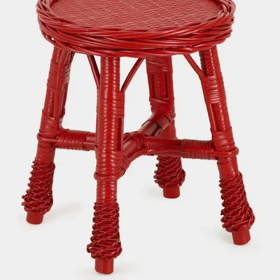 Tabourets - Handmade Furnas Red Wicker Stool - HOUSE OF CAPRICORN