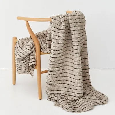 Throw blankets - Striped waffle throw blanket - MAGICLINEN