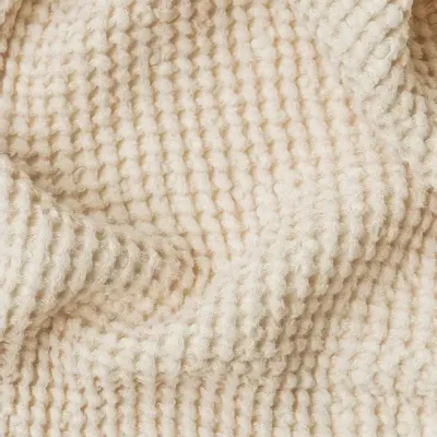 Throw blankets - Linen waffle throw blanket in Vanilla - MAGICLINEN