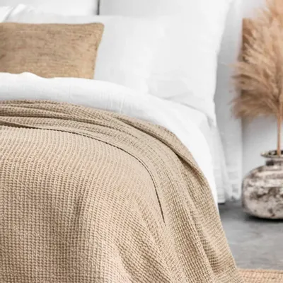 Plaids - Plaid gaufré en lin beige - MAGICLINEN