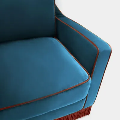 Sofas - Afonso Blue and Brick Velvet Sofa - HOUSE OF CAPRICORN