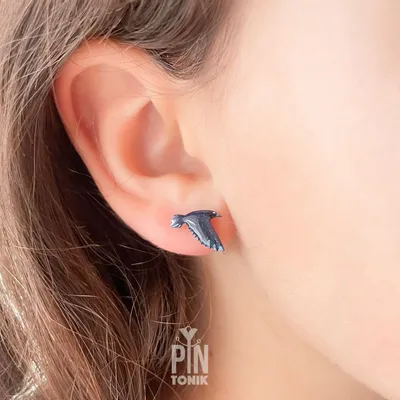 Jewelry - Flying Crow Stud Earrings - Graphic Bird Jewelry - PINTONIK