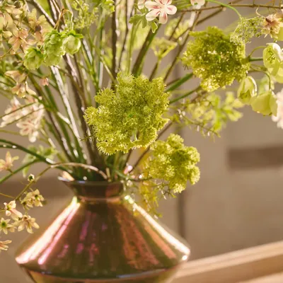 Décorations florales - Bouquet vert et blanc en soie artificielle à l'aspect naturel - SILK-KA BV