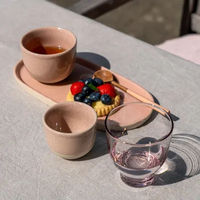 Platter and bowls - Tray ellipse stoneware crackled/glass glaze - KINTA