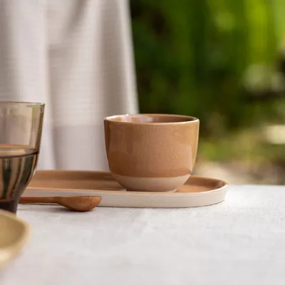 Platter and bowls - Tray ellipse stoneware crackled/glass glaze - KINTA