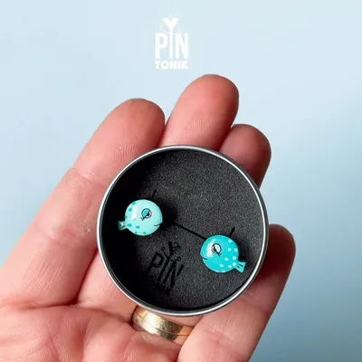 Jewelry - Turquoise Fish Stud Earrings - Playful Marine Design - PINTONIK