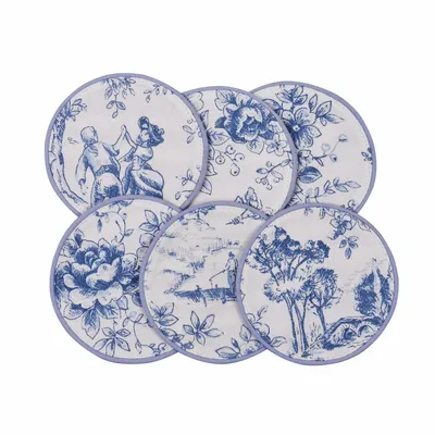 Placemats - Toile de Jouy Blue Mini Round Coasters – Timeless French Style - ROSEBERRY HOME