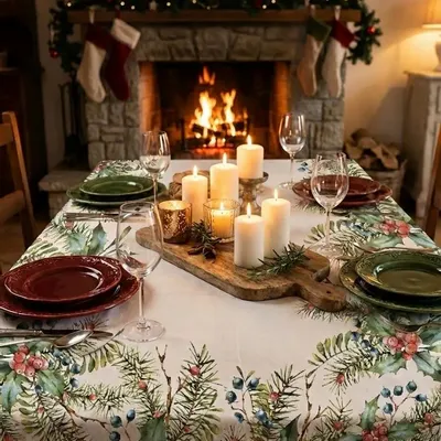 Linge de table textile - PASELLA 1972  tablecloth: christmas 03 - PASELLA 1972 JOYFUL TABLECLOTH