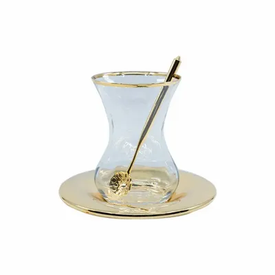 Tea and coffee accessories - Golden Beauty Tea Glass Set, Set For 2 (4 Pcs) - ANATOLI