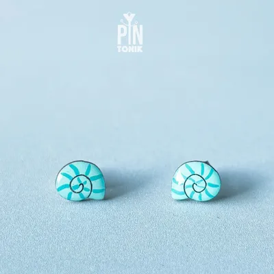 Jewelry - Shell Stud Earrings - Contemporary Marine Form - PINTONIK