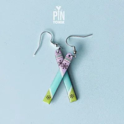 Jewelry - Ski Dangle Earrings - Minimal Alpine Design - PINTONIK