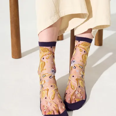 Cadeaux - Parures Patures 39-41 : Chaussettes transparentes à fleurs femme - ATELIER ST EUSTACHE