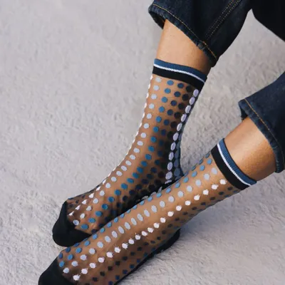 Cadeaux - Vetrata Bleue 36-38 : Chaussettes transparentes pois femme - ATELIER ST EUSTACHE