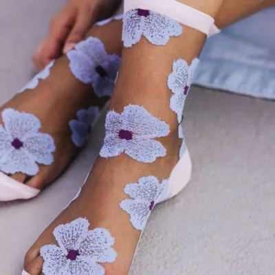 Gifts - Murano Mauve 39-41 : Women’s sheer floral socks - ATELIER ST EUSTACHE