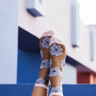 Gifts - Murano Mauve 39-41 : Women’s sheer floral socks - ATELIER ST EUSTACHE
