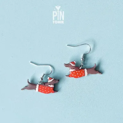 Jewelry - Festive Dachshund Dangle Earrings - PINTONIK