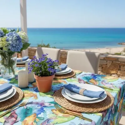 Linge de table textile - Sardegna Blu tablecloth: fish  028 - PASELLA 1972 JOYFUL TABLECLOTH